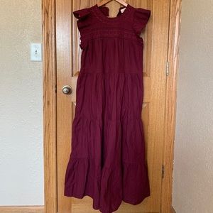 Universal thread flutter sleeve tiered midi dress